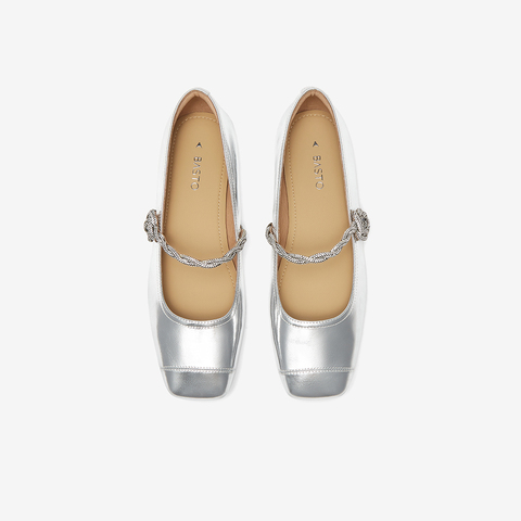 百思图2024秋季新款时尚简约复古玛丽珍鞋方头浅口女单鞋TIK60CQ4