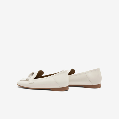 百思图2024秋季新款商场同款时尚蝴蝶结乐福鞋方头女单鞋A3133CA4