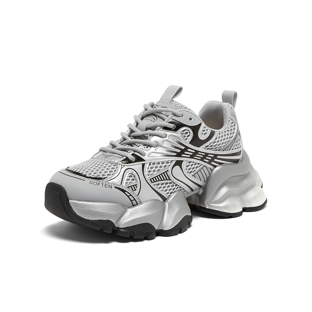 百思图2024秋季新款商场同款街头户外老爹鞋厚底女休闲鞋X7101CM4