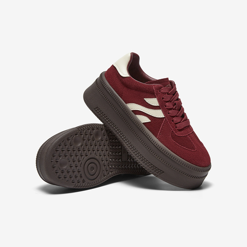 百思图2025春季新款时尚复古街头运动德训鞋厚底女休闲鞋I7535AM5