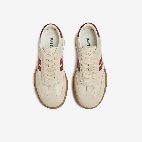 百思图2025春季新款时尚户外运动复古德训鞋厚底女休闲鞋V2443AM5