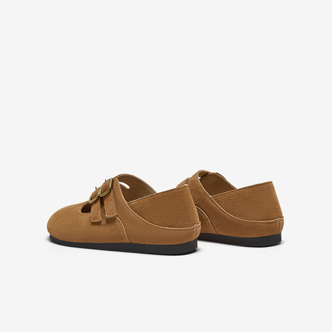 百思图2025春季新款简约户外休闲勃肯鞋平跟圆头女单鞋BG280AA5