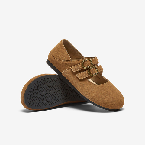 百思图2025春季新款简约户外休闲勃肯鞋平跟圆头女单鞋BG280AA5