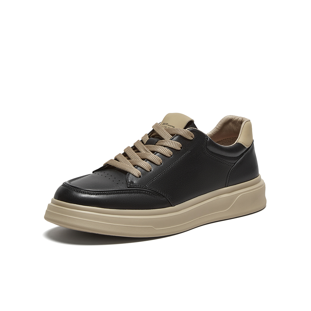 百思图2025春季新款商场同款简约运动板鞋厚底男休闲鞋30259AM5