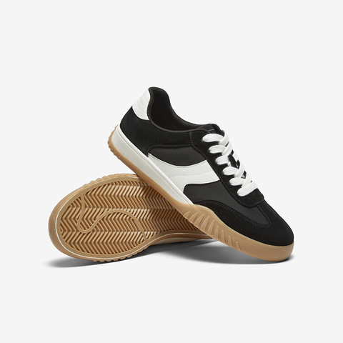 百思图2025春季新款时尚复古运动德训鞋平跟男休闲鞋J2418AM5