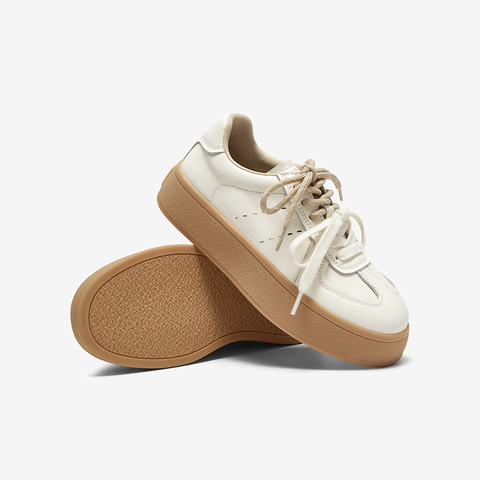 百思图2025春季新款商场同款复古运动德训鞋厚底女休闲鞋I7681AM5