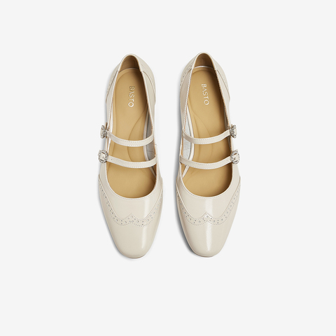 百思图2025春季新款时尚复古法式玛丽珍鞋粗跟浅口女单鞋BN938AQ5