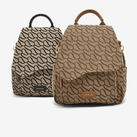 百思图2025春季新款商场同款时尚潮流通勤双肩背包女X3638AX5