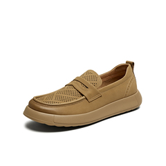 百思图2025夏新款时尚简约商务乐福鞋厚底圆头男休闲皮鞋58851BM5