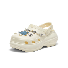 百思图2025夏季新款时尚户外休闲洞洞鞋增高厚底女凉鞋B3092BH5