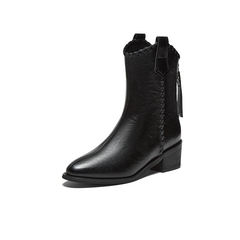 百思图2025冬季新款商场同款时装靴时尚潮流粗跟女中靴F3013DZ5