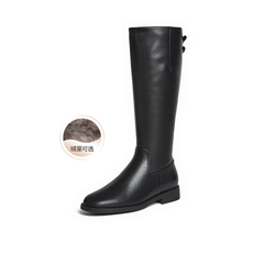 百思图2025冬季新款骑士靴时尚潮流街头粗跟女长靴AX211DG5