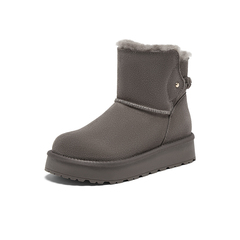 百思图2025冬季新款雪地靴时尚简约户外休闲女短靴DC725DD5