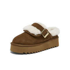 百思图2025冬季新款毛毛鞋时尚简约户外休闲加绒女拖鞋CO810DH5