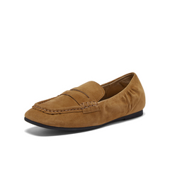 百思图2026春季新款乐福鞋简约复古通勤方头女单鞋UXE01AA6