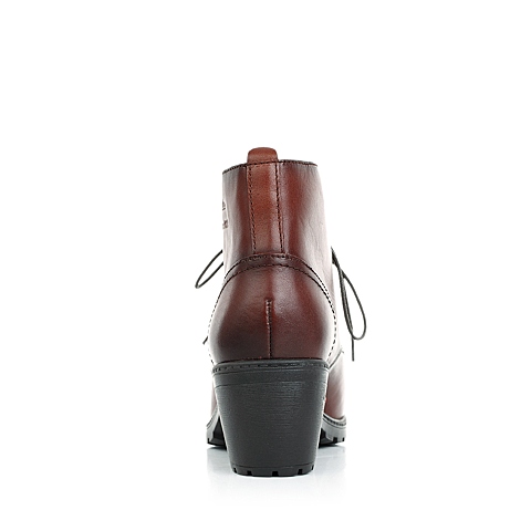 Bata/拔佳冬 棕红软牛皮女中跟短靴(气垫)/内里加绒AXN50DD4 经典款
