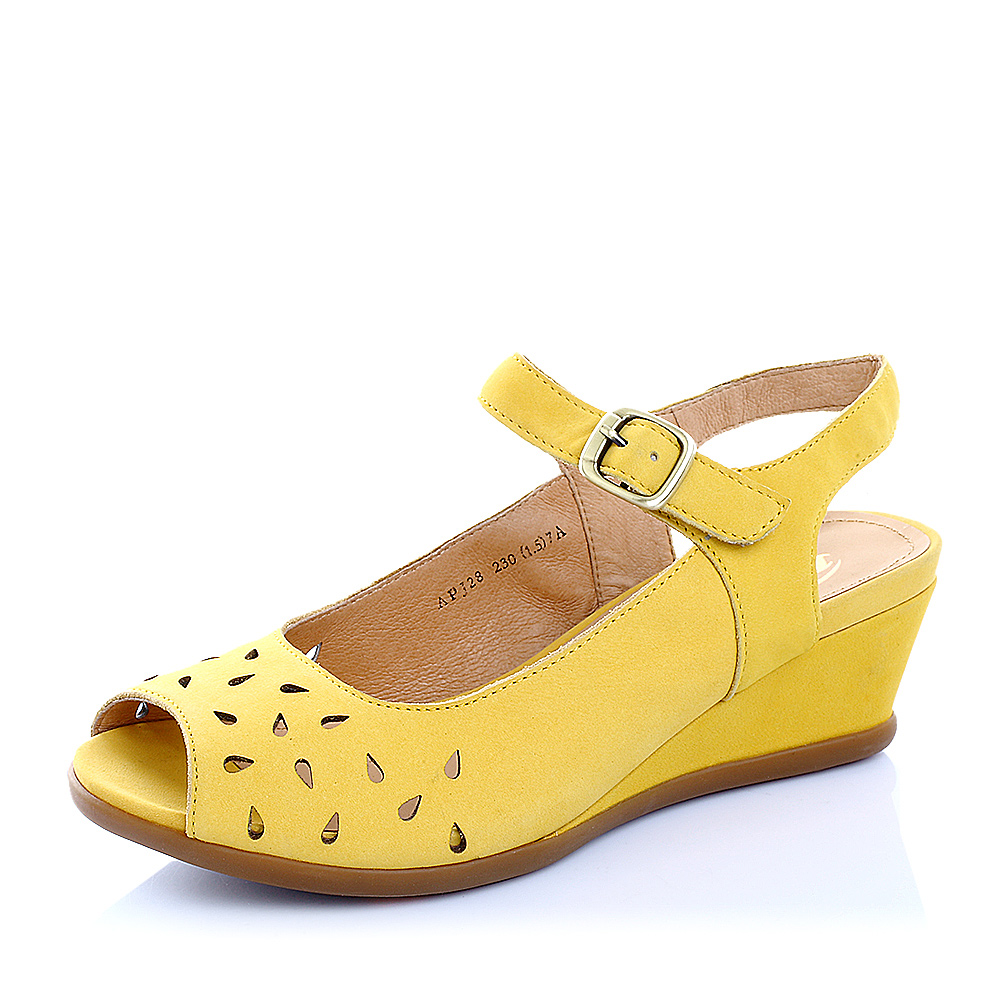 Bata/拔佳夏季黄色磨砂牛皮女凉鞋（软） APJ28BL5