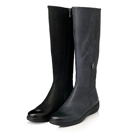 Bata/拔佳冬季专柜同款黑色牛皮时尚休闲女靴AJ280DG5