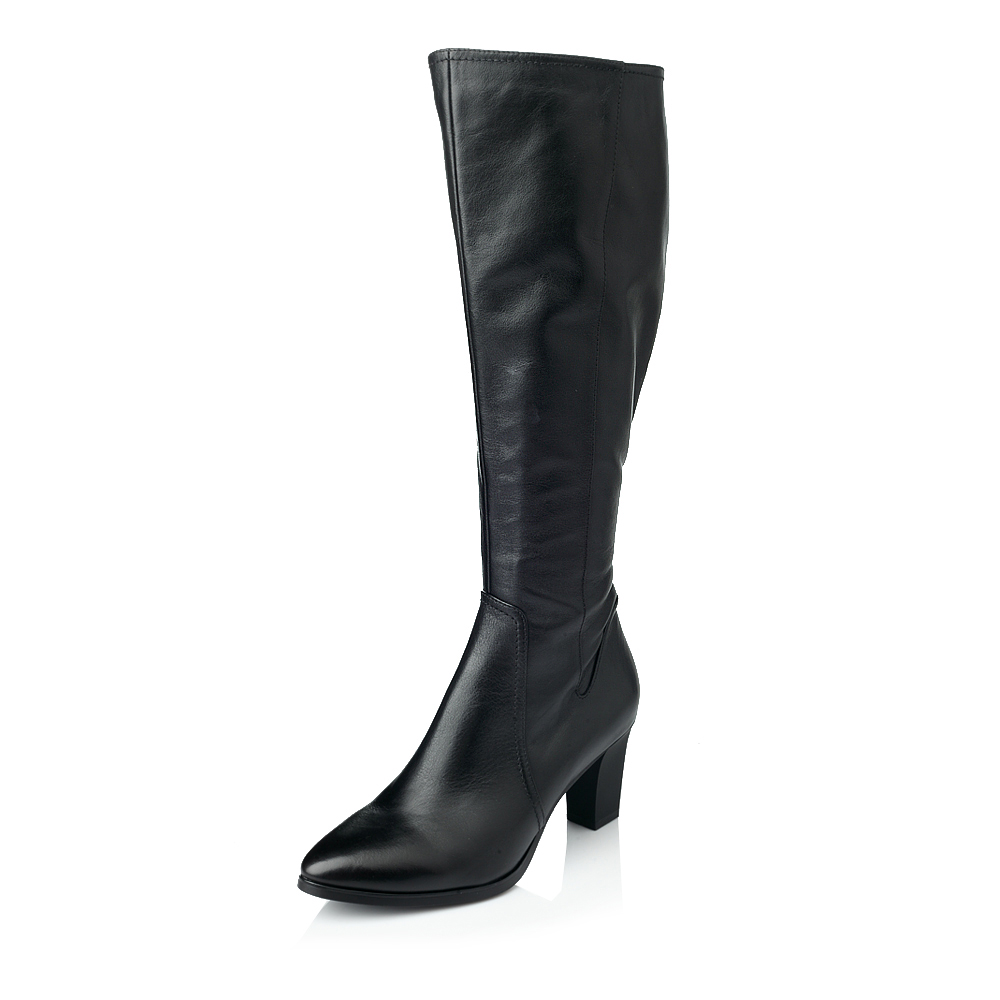 Bata/拔佳冬季专柜同款黑色牛皮简约时尚女靴AL883DG5