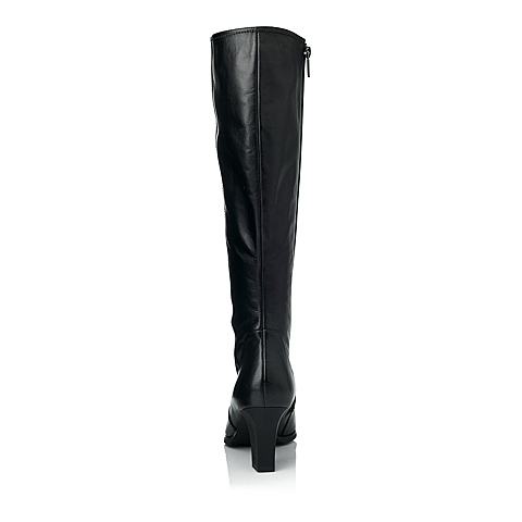 Bata/拔佳冬季专柜同款黑色牛皮简约时尚女靴AL883DG5