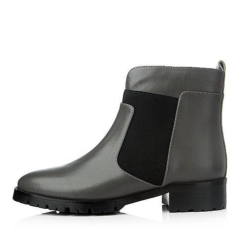 Bata/拔佳冬季专柜同款女士灰色牛皮时尚优雅女皮靴60602DD5
