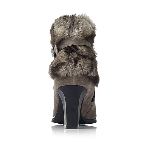 Bata/拔佳冬季专柜同款灰绿羊皮优雅高跟女靴AL844DD5