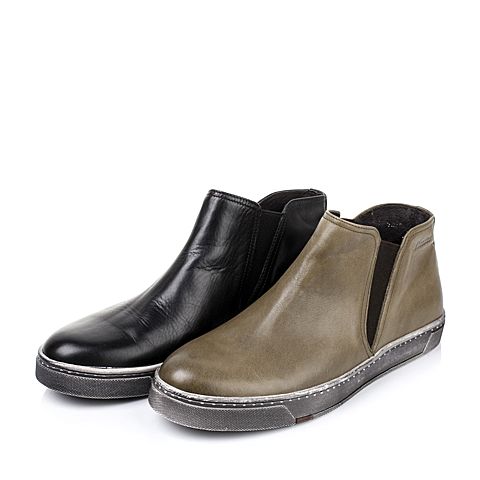 Bata/拔佳冬季专柜同款橄榄绿牛皮男休闲靴（软）82P42DD5