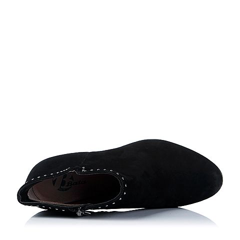 Bata/拔佳冬季专柜同款黑油蜡磨砂羊皮革女靴50606DD5