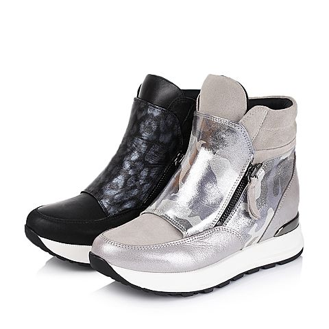 Bata/拔佳冬季专柜同款银灰山羊皮革女休闲靴AJ943DD5