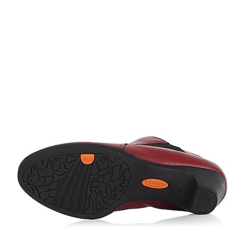 Bata/拔佳冬季专柜同款红油皮牛皮女休闲靴（软）AWD90DD5
