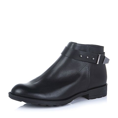 Bata/拔佳冬季专柜同款黑油皮小牛皮女靴AZC50DD5