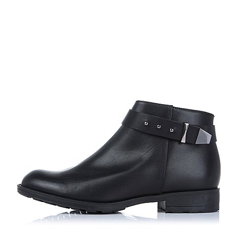 Bata/拔佳冬季专柜同款黑油皮小牛皮女靴AZC50DD5