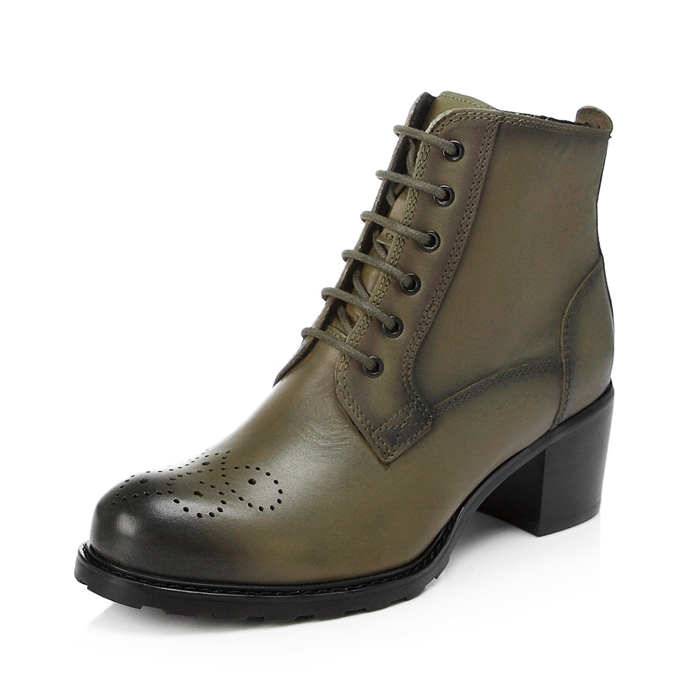 Bata/拔佳冬季专柜同款灰绿牛皮女靴AZH49DD5