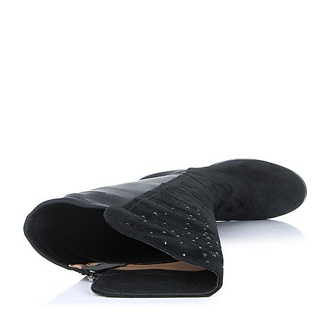 Bata/拔佳冬季专柜同款黑羊绒皮/弹力布女靴D01-0DC5