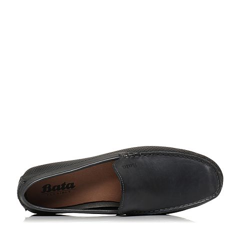 BATA/拔佳夏季专柜同款深兰套脚平跟牛皮男乐福鞋(软)A8S05BM5