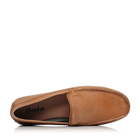 BATA/拔佳夏季专柜同款浅棕套脚平跟牛皮男乐福鞋(软)A8S05BM5