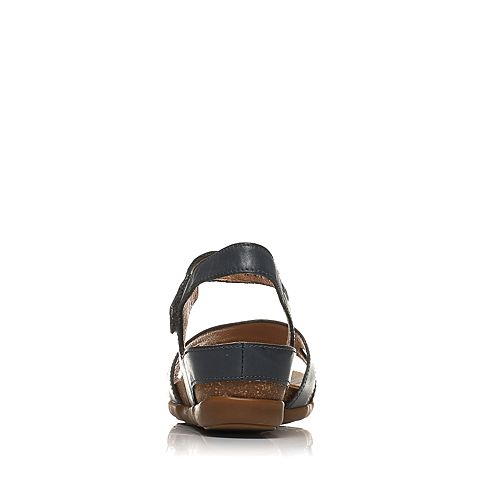 BATA/拔佳夏季专柜同款兰灰时尚简约坡跟牛皮女凉鞋(软)AB401BL5