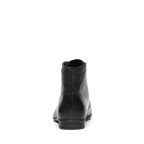 Bata/拔佳冬季专柜同款黑色方跟绵羊皮女短靴(软)AKI54DD6