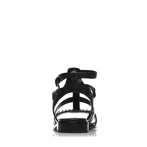 BATA/拔佳夏季专柜同款黑色牛皮罗马风女凉鞋58A-2BL6