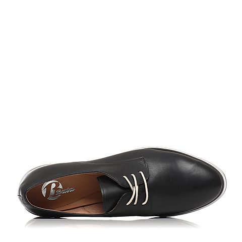 BATA/拔佳春季专柜同款黑色简约舒适小牛皮女休闲鞋AQ226AM6
