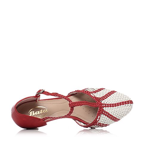 BATA/拔佳春季专柜同款编织双色拼接女凉鞋(软)AD306AK6