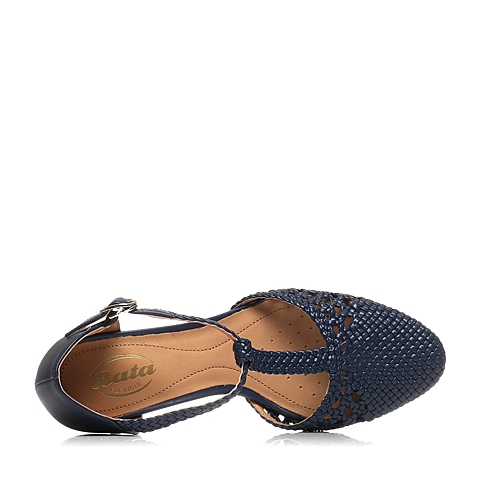BATA/拔佳夏季专柜同款深兰编织粗跟女凉鞋(软)AD308BK6