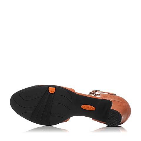 Bata/拔佳春季专柜同款棕红油皮拼接粗跟女凉鞋(软)AQ704AK6