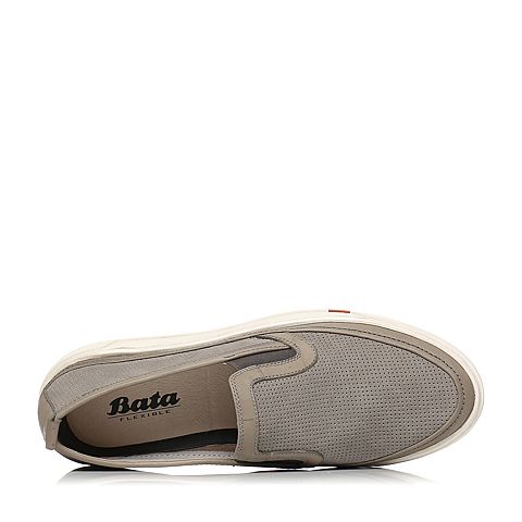 BATA/拔佳夏季专柜同款浅灰套脚平跟懒人男鞋(软)82P12BM6