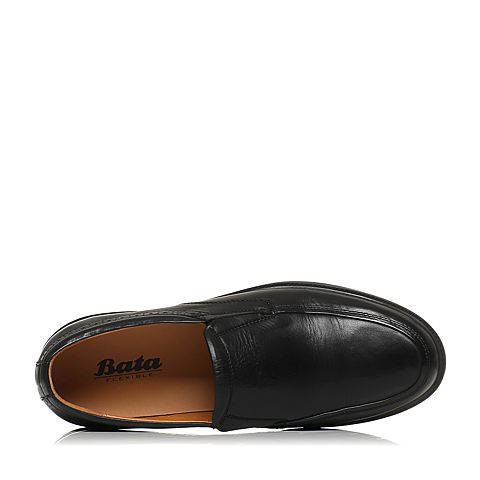 BATA/拔佳春季专柜同款黑色平跟套脚牛皮男单鞋(软)160-2AM6