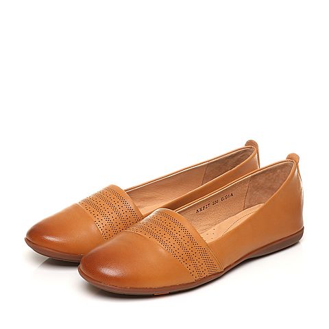 BATA/拔佳夏季专柜同款棕色时尚镂花平跟羊皮女休闲鞋(软)AXF27BM6