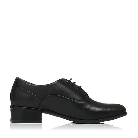 Bata/拔佳专柜同款黑色简约休闲牛皮女单鞋AU824CM6