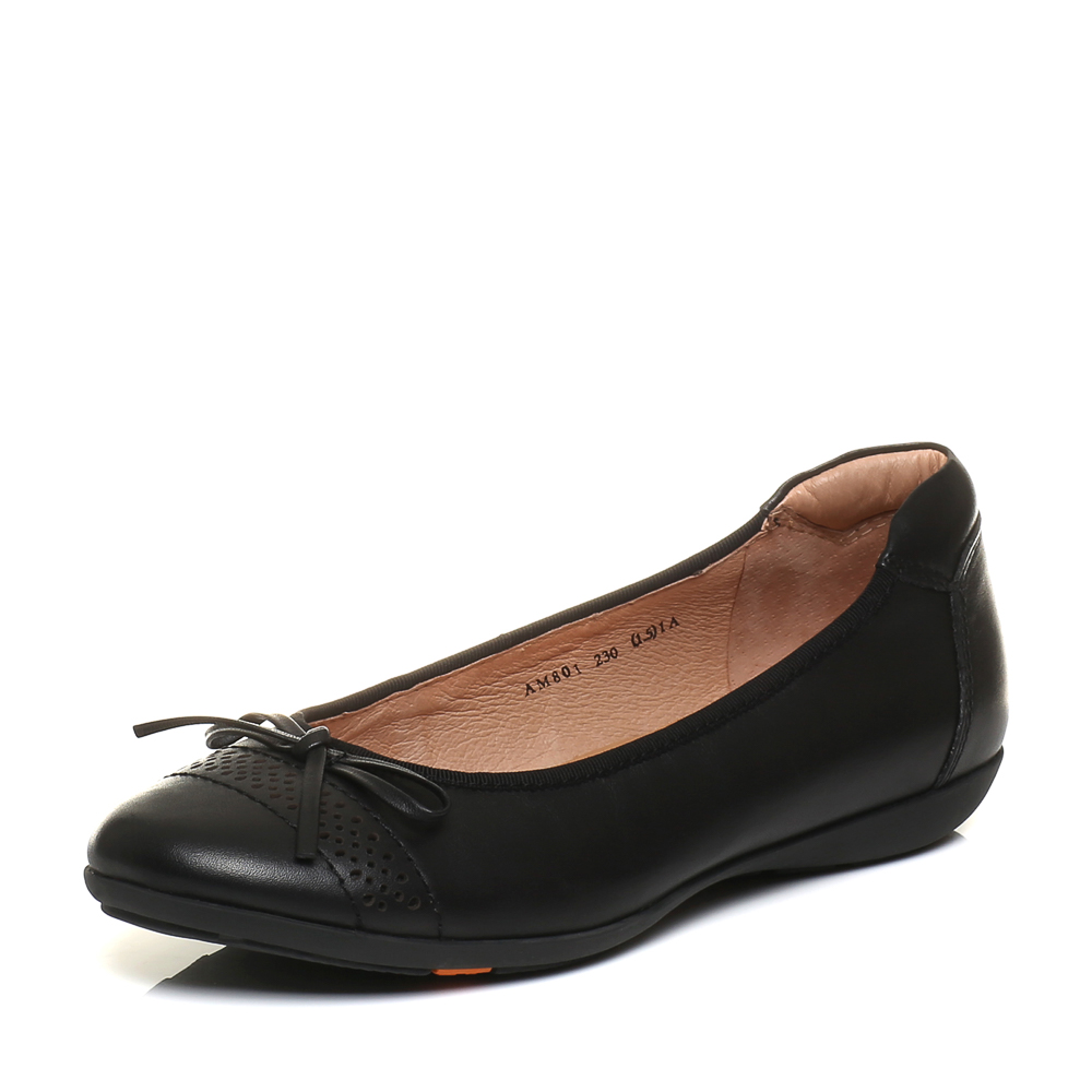 Bata/拔佳秋专柜同款黑色蝴蝶结舒适平跟浅口女单鞋AM801CQ6