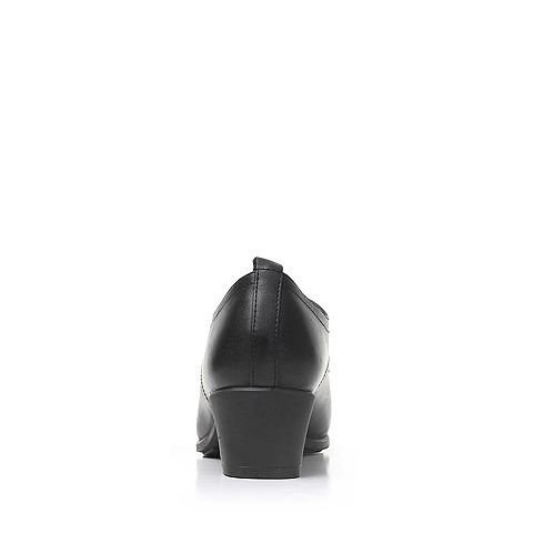 Bata/拔佳秋季专柜同款黑色时尚雕花粗跟女单鞋(软)AAS22CM7