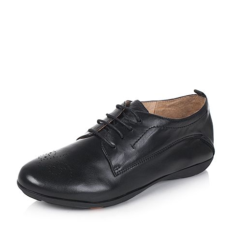 Bata/拔佳秋季专柜同款黑色舒适平跟羊皮女休闲鞋(软)AM829CM7